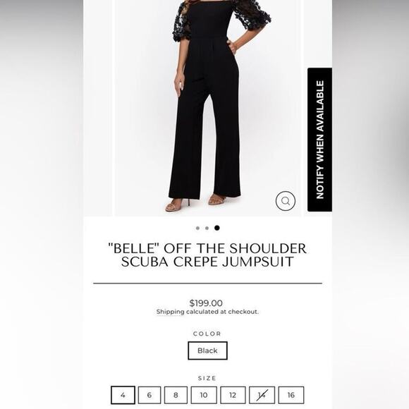 Xscape "BELLE" OFF SHOULDER SCUBA CREPE JUMPSUIT Size 14 New w/ Tag MSRP $219 - Picture 13 of 15